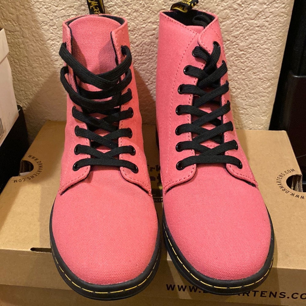 Dr. Martens Women's Pink Hackney Canvas Boot